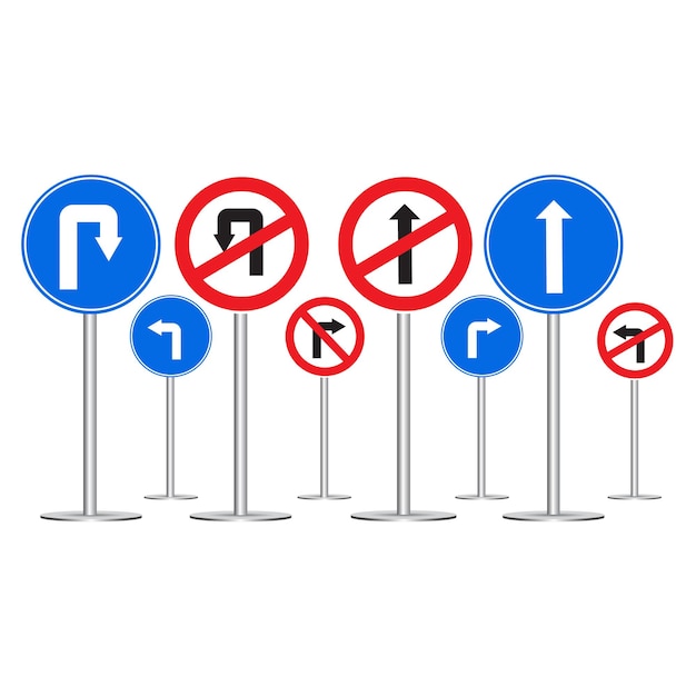 European road traffic signs, Arrow traffic symbols vector.