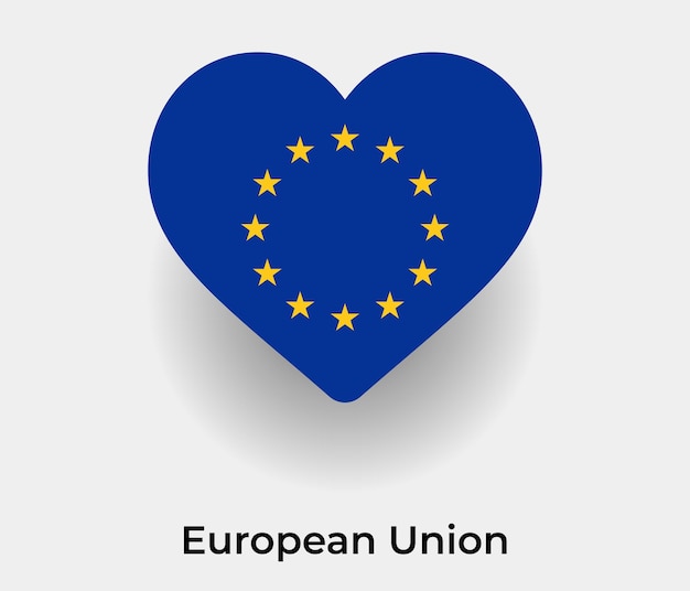 European Union flag heart shape icon vector illustration