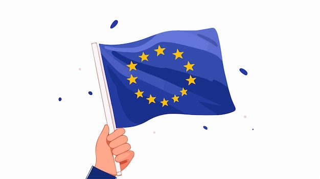 Vector european union flag held by hand symbol of unity and identity