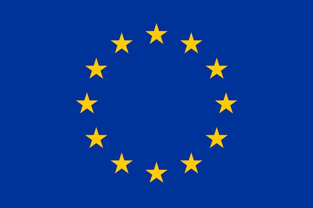 European Union flag with blue background and yellow stars