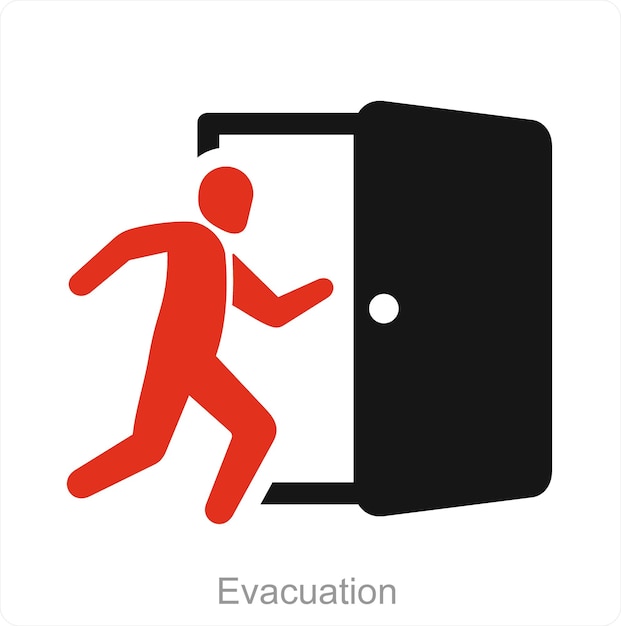 Evacuation and door icon concept