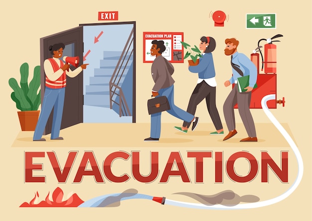 Vector evacuation hand drawn composition with text