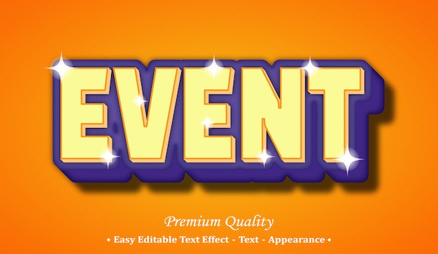 Event 3d editable text style effect