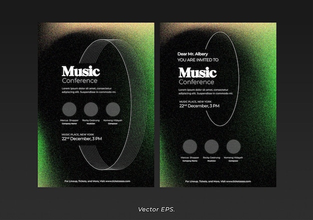 Event conference music poster Grainy gradient Black green yellow orange Background template