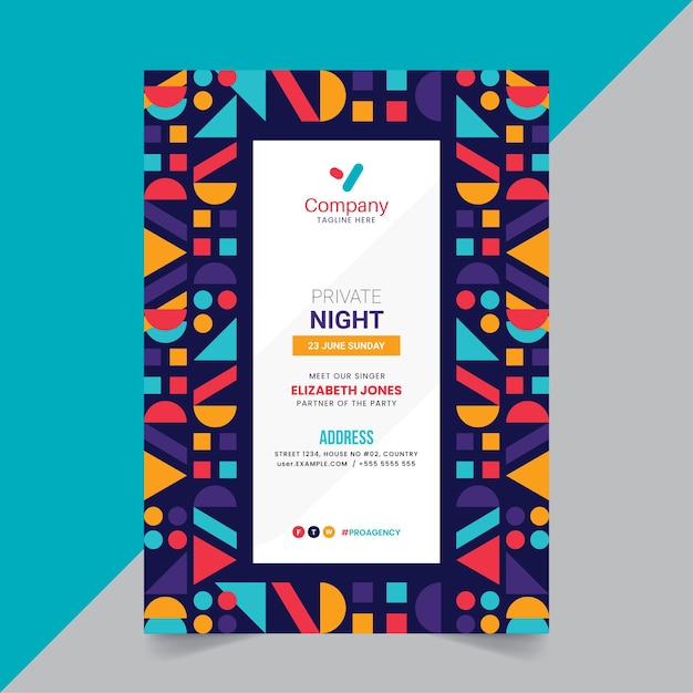 Event Flyer and Poster Layout with color Geometric Overlay Elements