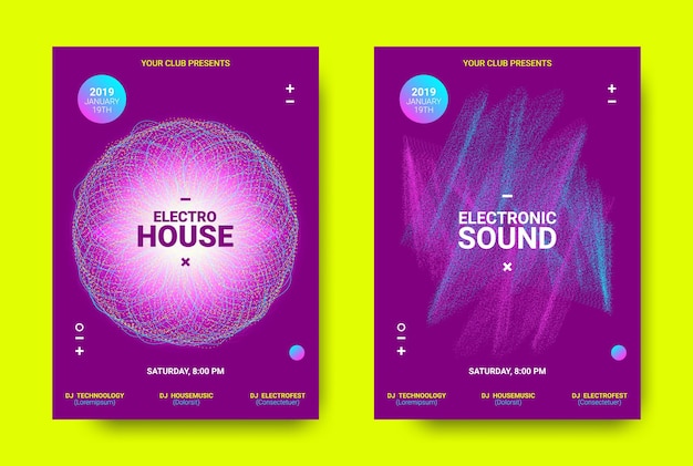 Event of house or techno music dj flyers collection