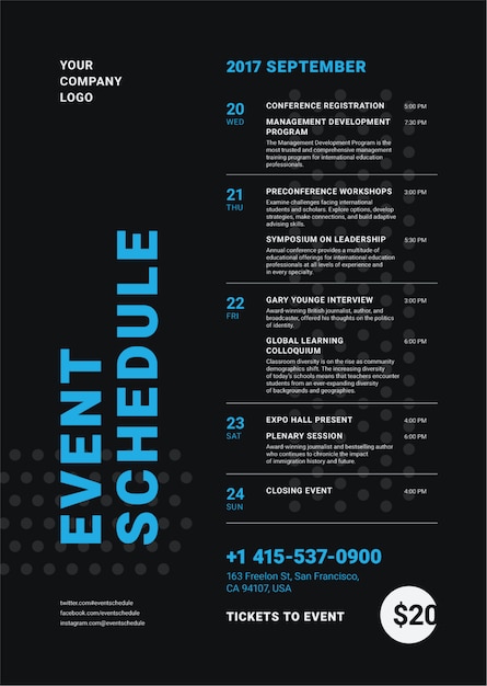 Vector event schedule poster template