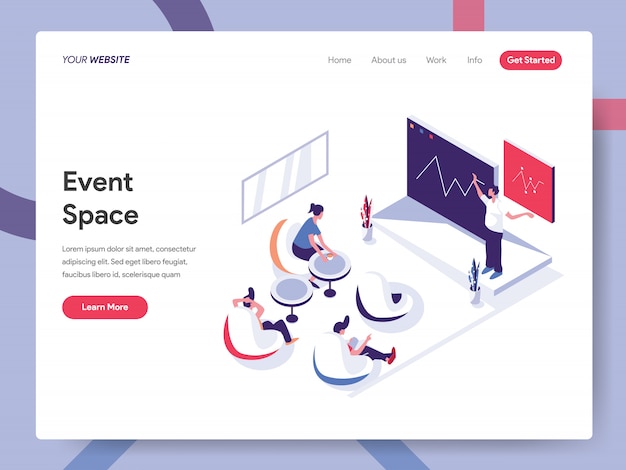 Vector event space banner concept for website page