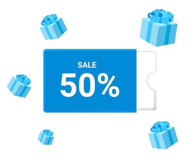 Event where various gifts pour out with 50 coupons illustration set discount lotto sale market