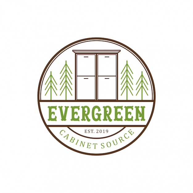 evergreen cabinet vintage logo design