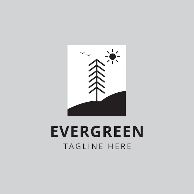 Evergreen pines spruce cedar trees logo design