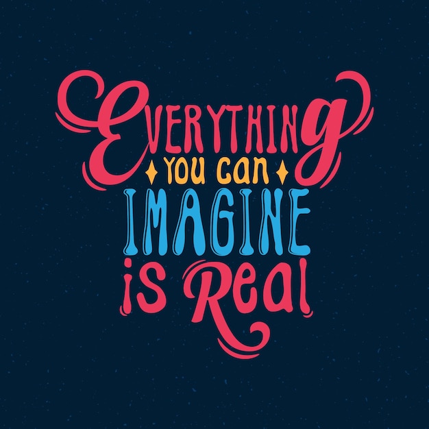 Everything you can imagine is real inspirational Quote Typography