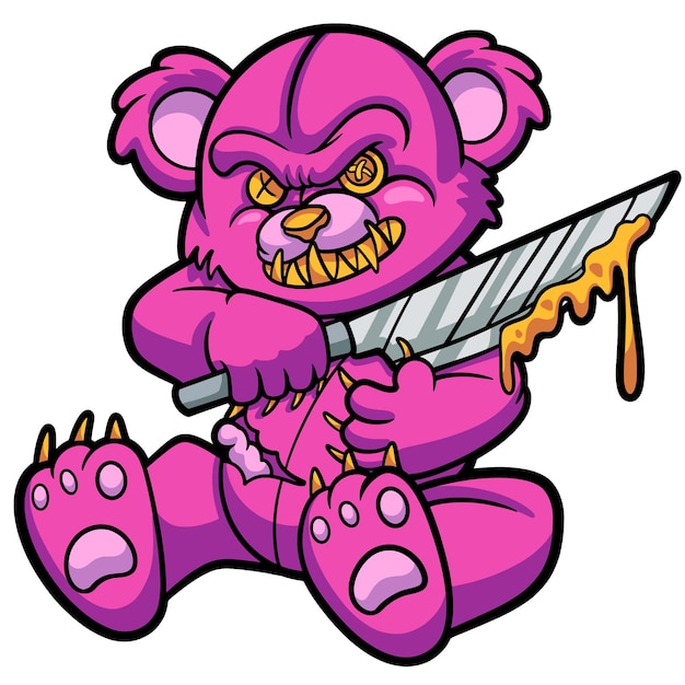 Vector evil bear holding knife