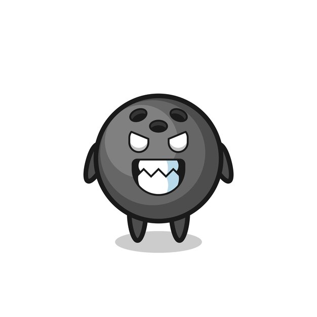 Evil expression of the bowling ball cute mascot character , cute style design for t shirt, sticker, logo element