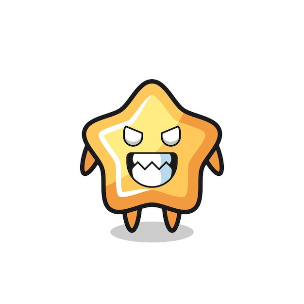 Evil expression of the star cute mascot character , cute style design for t shirt, sticker, logo element