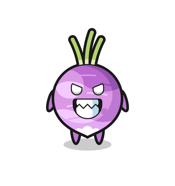 Vector evil expression of the turnip cute mascot character