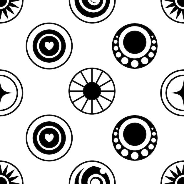 Evil eyes seamless pattern Geometric various talismans protection Flat design monochrome modern trendy design