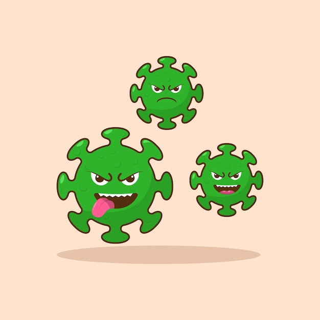 Evil green bacteria cartoon vector illustration