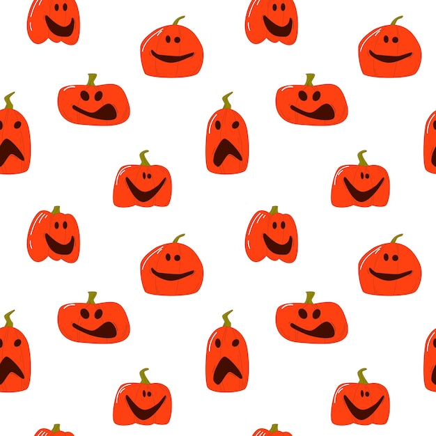 Evil halloween pumpkins seamless pattern