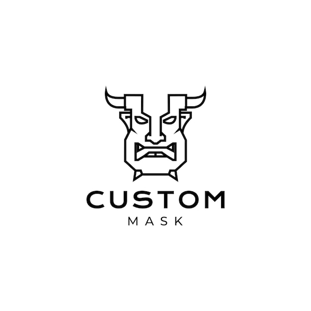 Evil mask custom logo design vector