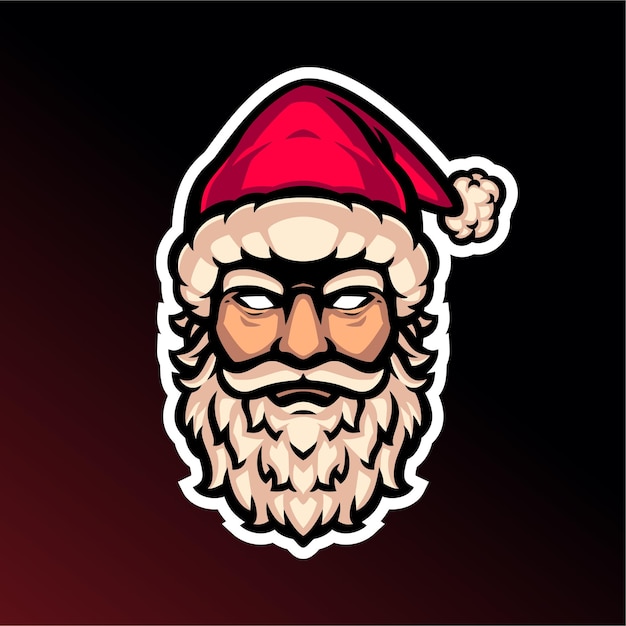 Evil santa head mascot logo