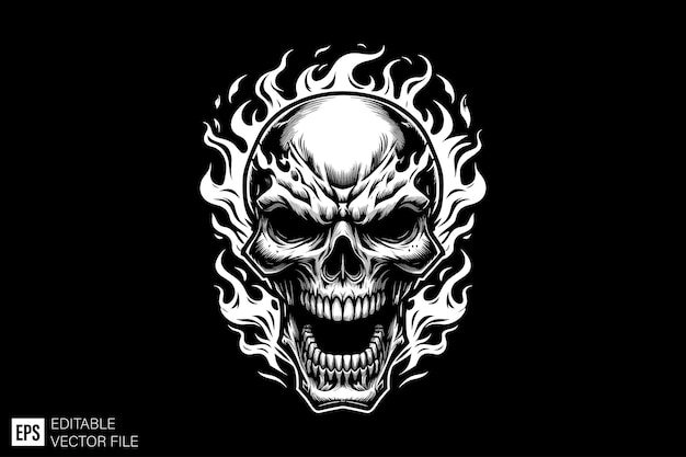 Evil Skull head vector illustration design templateS