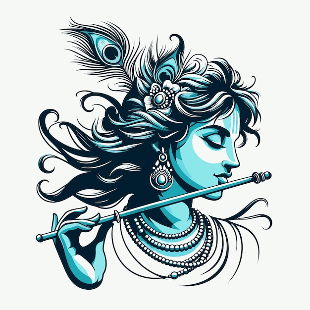 evocative vector illustration bring to life the divine essence of Lord Krishna