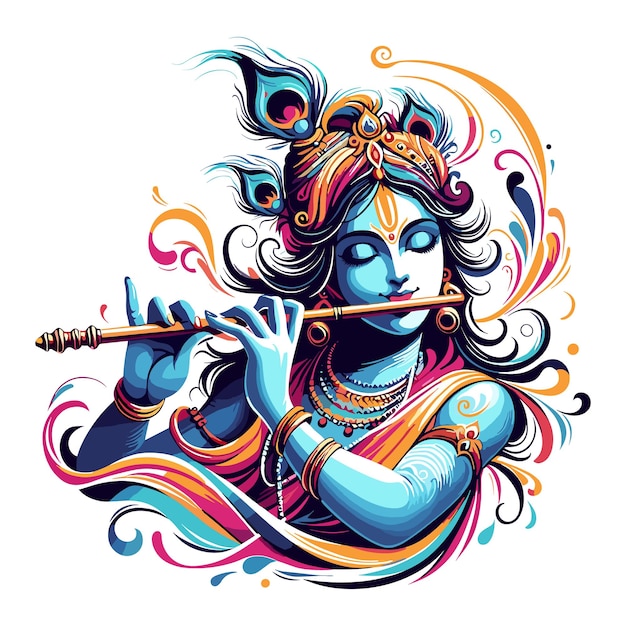 evocative vector illustration bring to life the divine essence of Lord Krishna