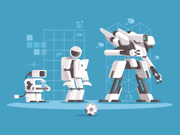 Evolution of robotics. Set robots of various generations.  illustration