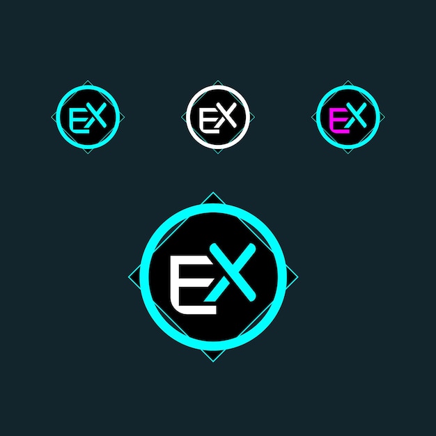 EX letter logo with circle