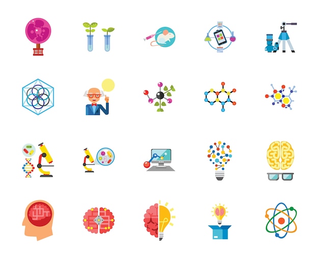 Exact science icon set