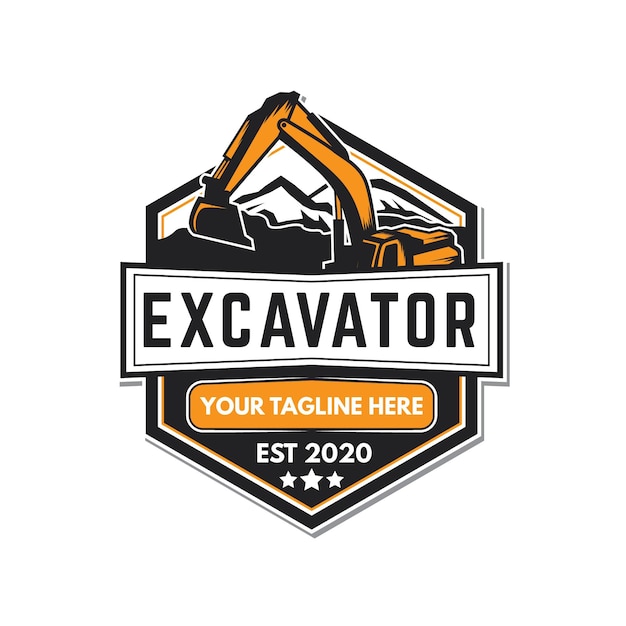 Excavator and construction logo