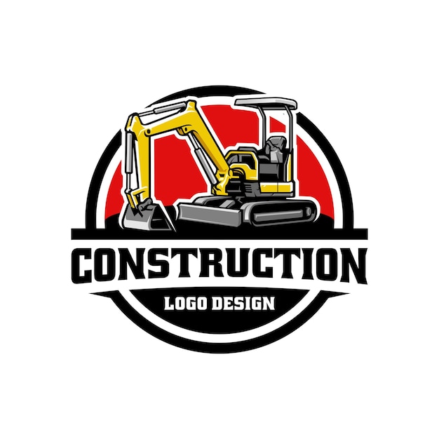 excavator heavy duty construction logo vector