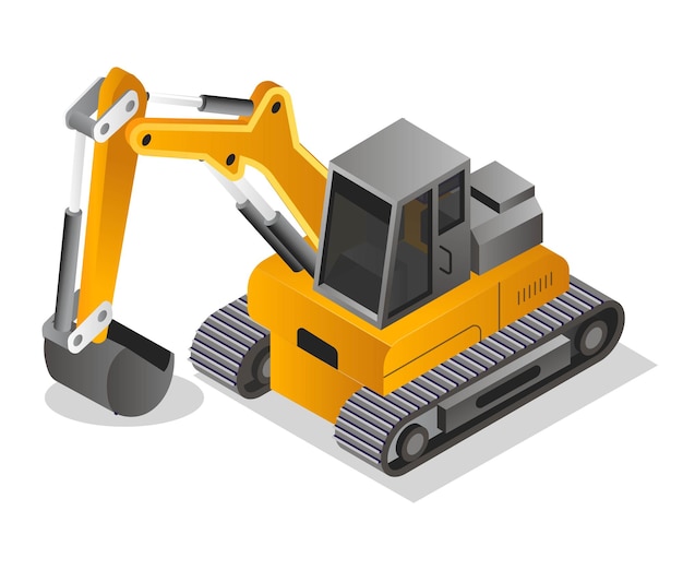 Excavator isometric illustration