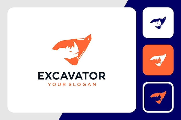 excavator logo design with rhino and construction