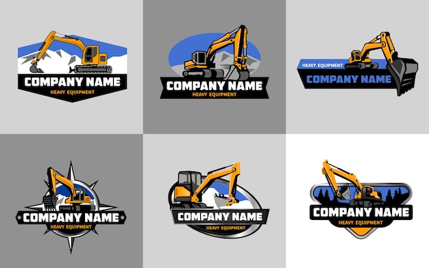 Excavator logo set