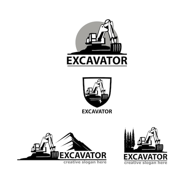 Excavator logo set