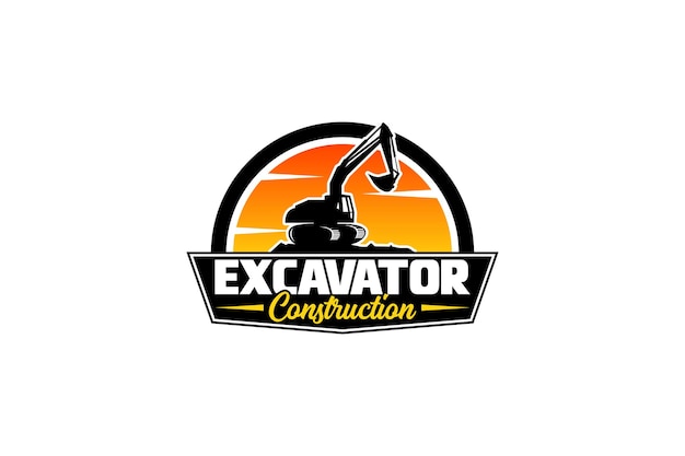 Excavator logo template vector Heavy equipment logo vector for construction company.