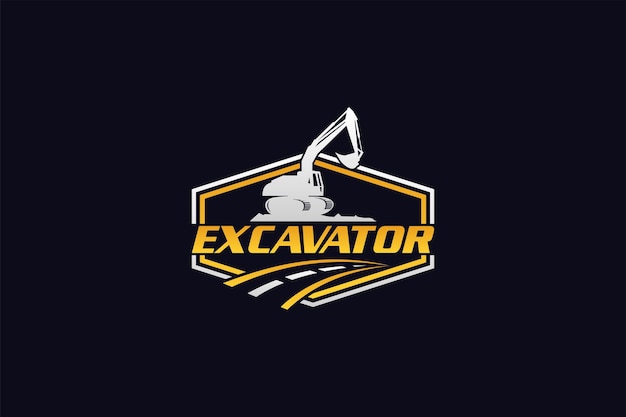 Excavator logo template vector Heavy equipment logo vector for construction company.