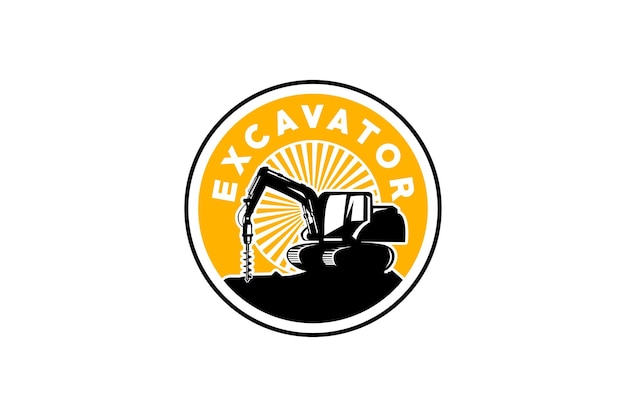 Excavator logo template vector Heavy equipment logo vector for construction company.