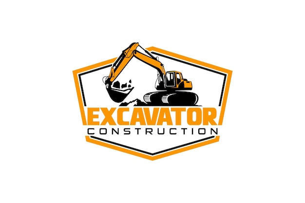 Excavator logo template vector Heavy equipment logo vector for construction company.