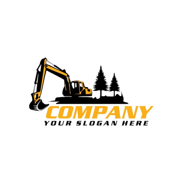 Excavator logo vector for construction company Vehicle equipment template vector