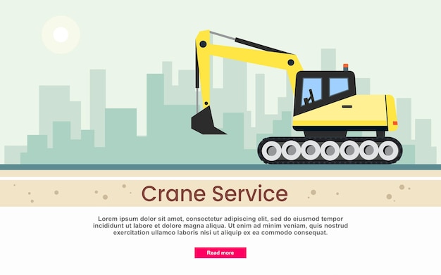 Excavator moving on road. yellow excavator. infographic template.