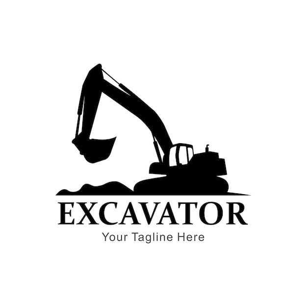 excavator silhouette vector logo