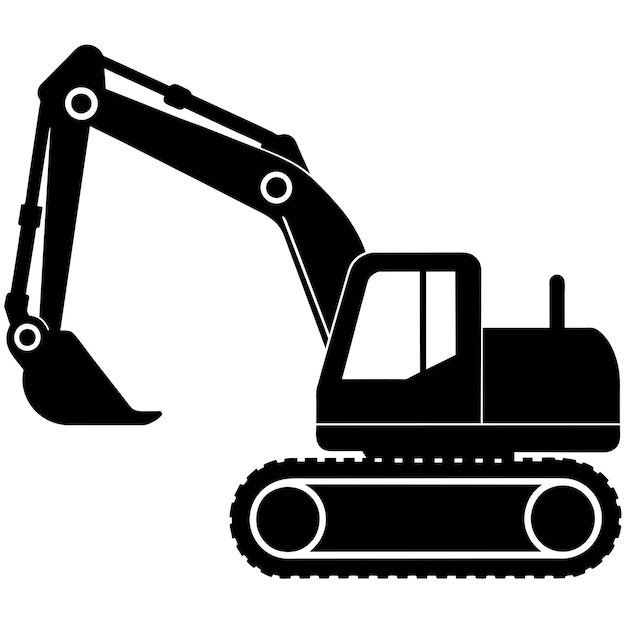 Excavator silhouette vector silhouette black color silhouette white background 5