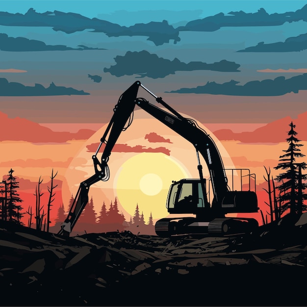 Excavator Silhouette vector