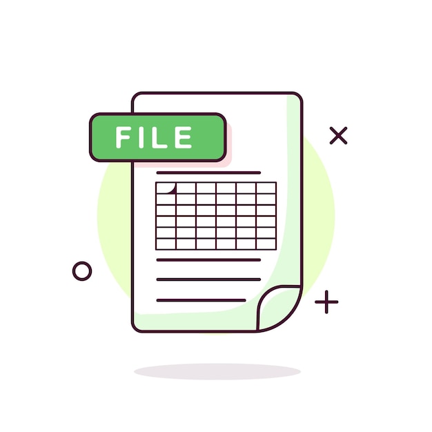 Excel Document Icon Cute Vector Illustration