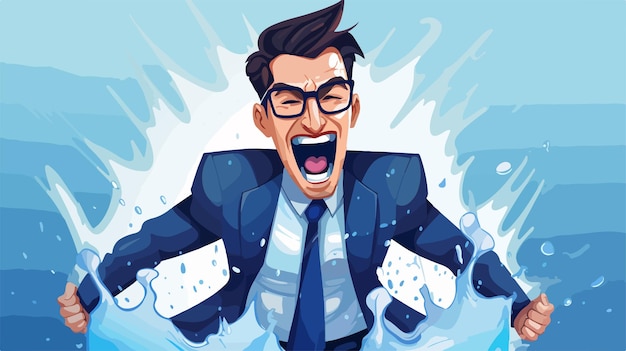 Excited Boss 2D Flat Cartoon Vector Illustration