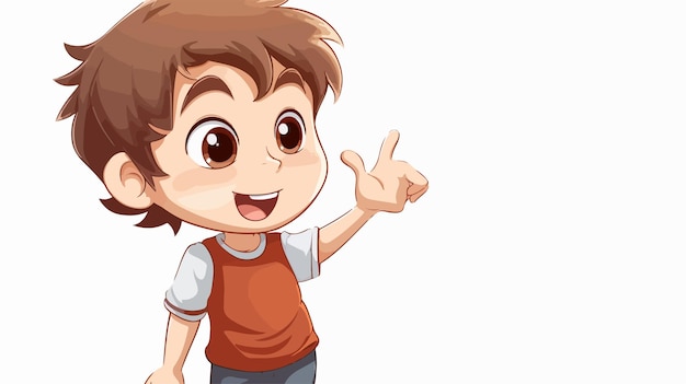 Excited Cartoon Boy with Outstretched Arms and Speech Bubble