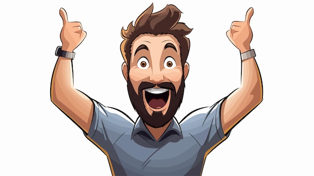 Vector excited man cartoon vector illustration